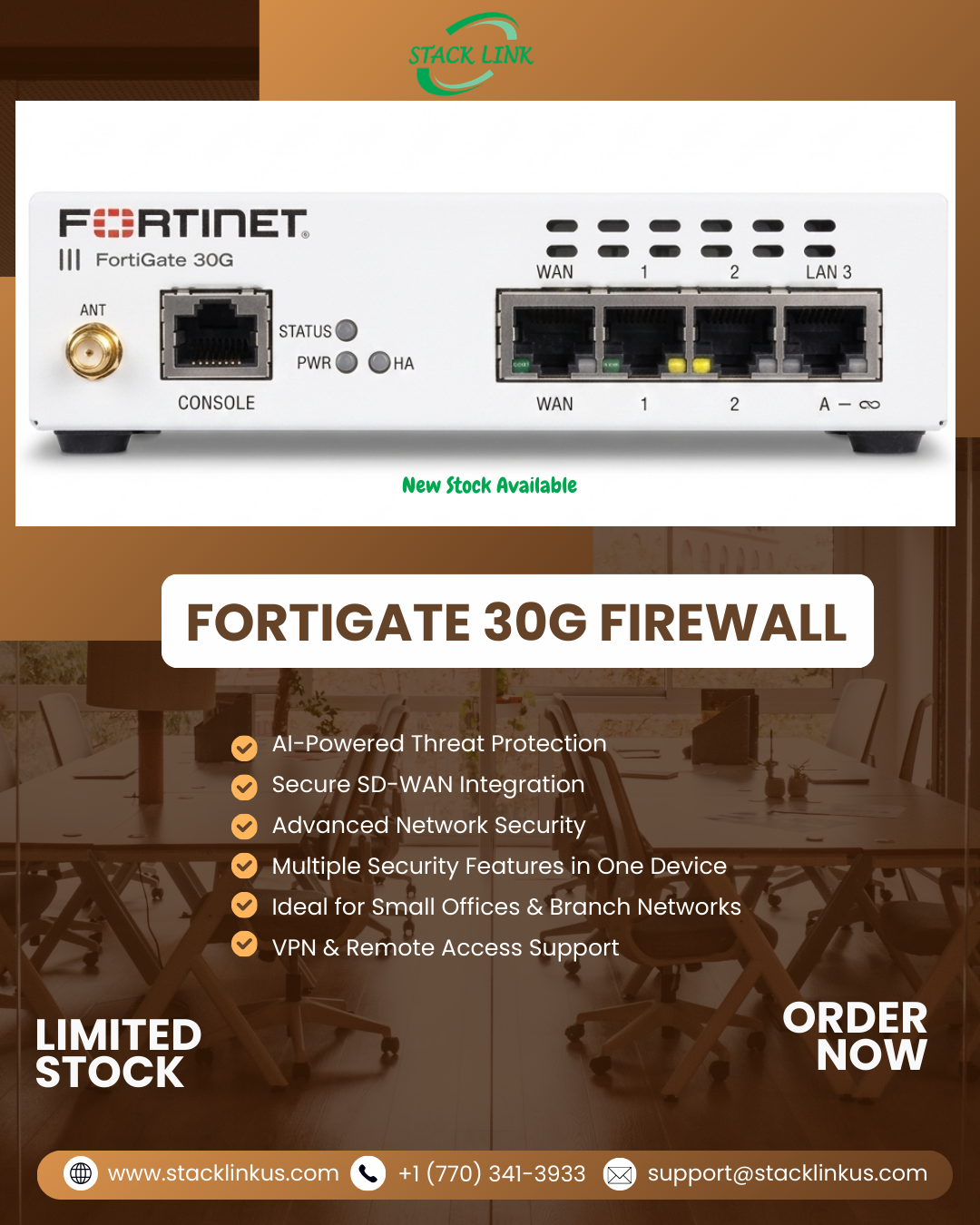 FortiGate 30G Firewall FG-30G – 4 GE Ports, VPN & NGFW for Small Businesses
