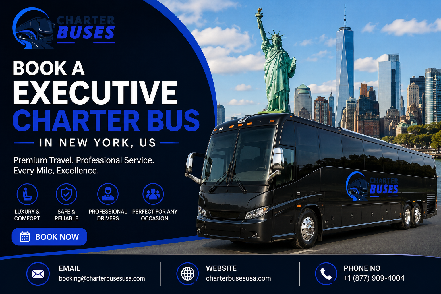 Book Executive Charter Bus in New York, US