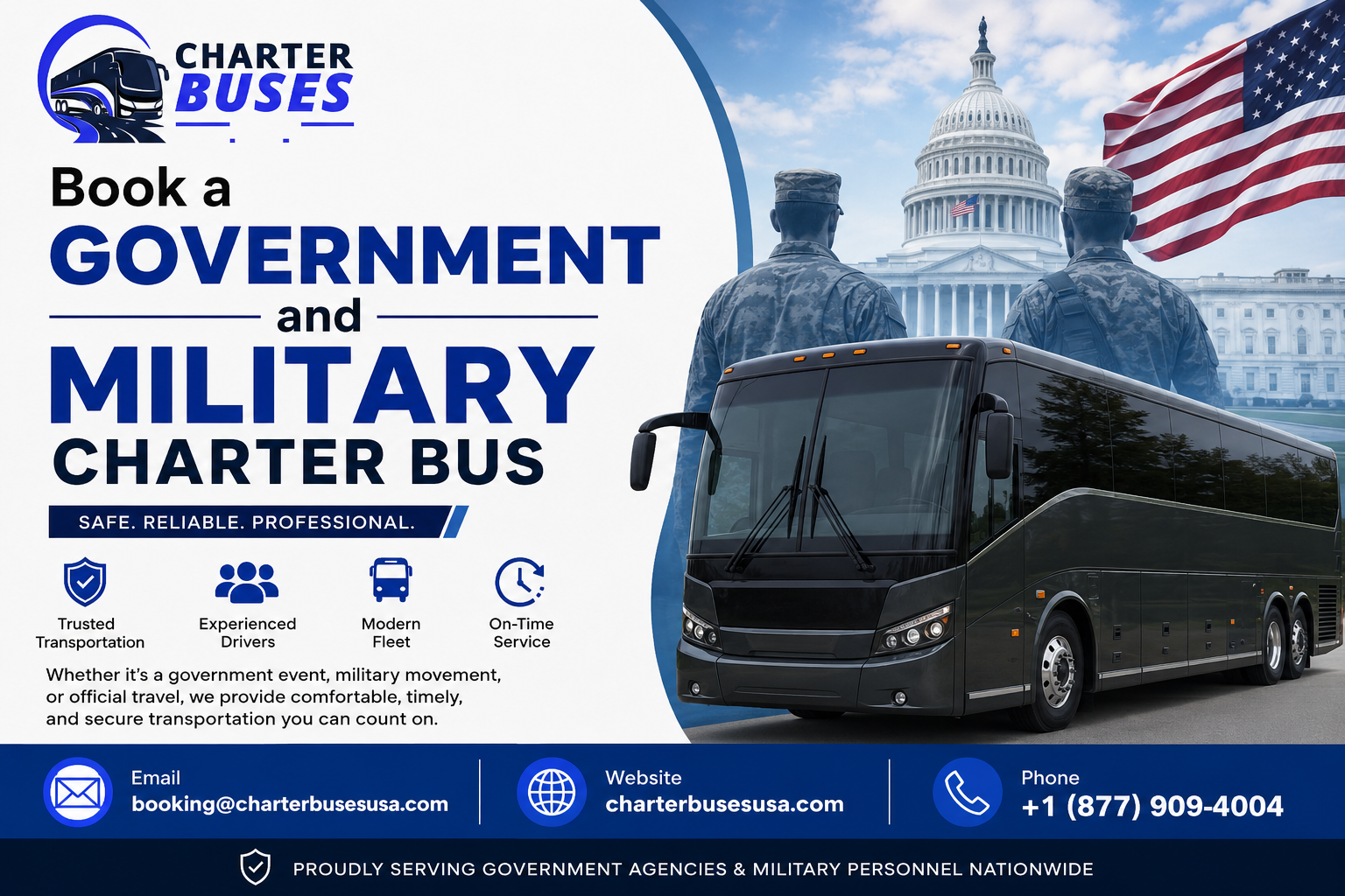 Reserved a Government and Military Charter Bus in Kansas, US